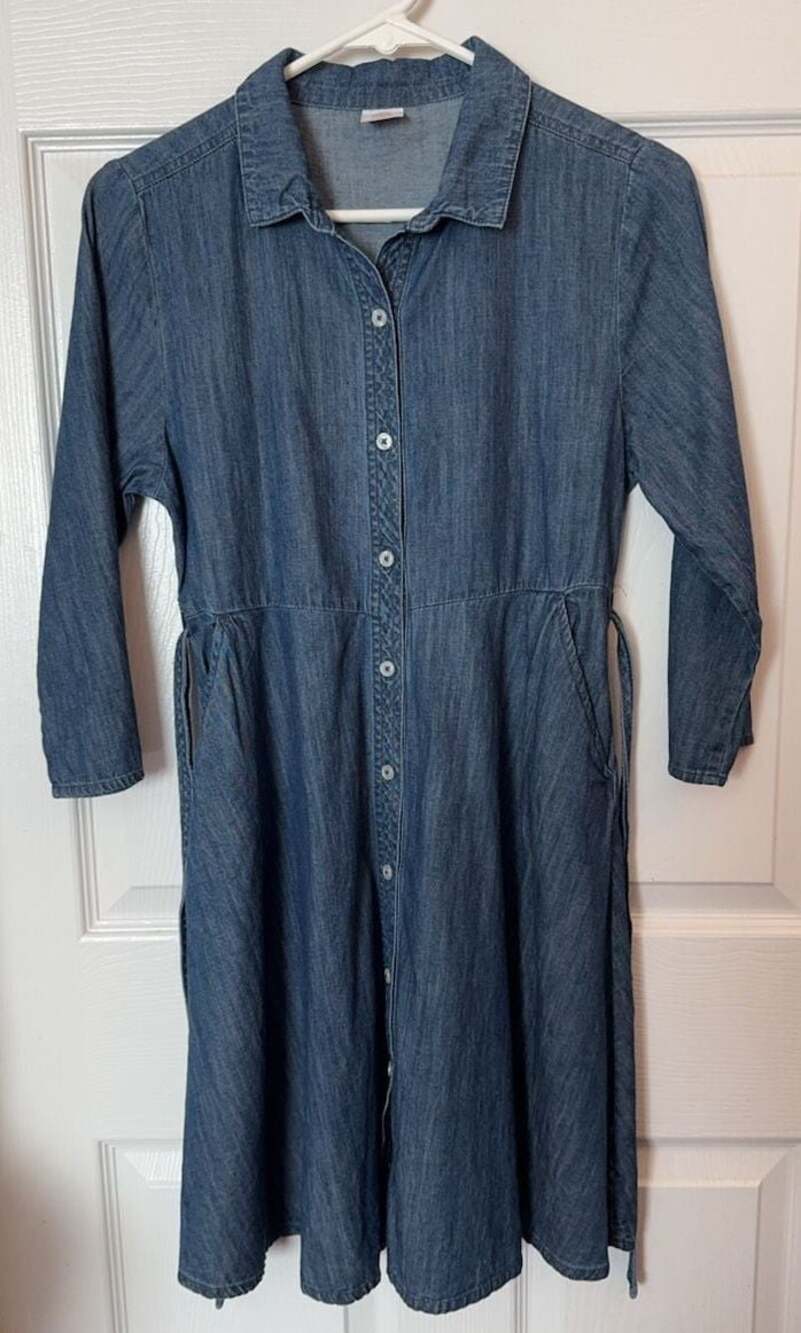 Wonder Nation Girls Plus Size Chambray Button Front Shirt Dress with Tie Belt si